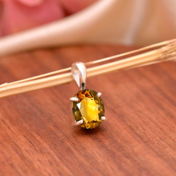 Natural Citrine Stone 925 Pure Silver Pendant