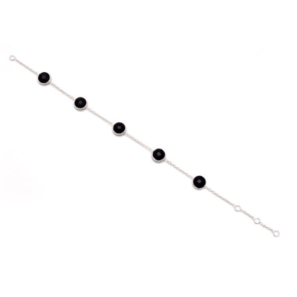 Natural Black Onyx Stone 925 Silver Bracelet - Image 2