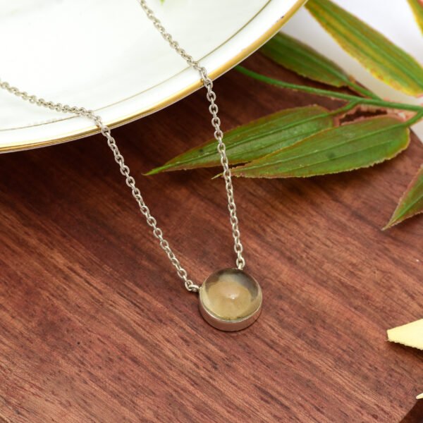 Citrine Stone Original 92.5 Silver Necklace