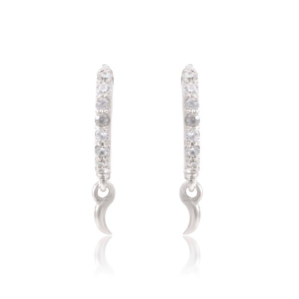 Star and Moon 925 Pure Silver Moissanite Hoop Earrings - Image 3