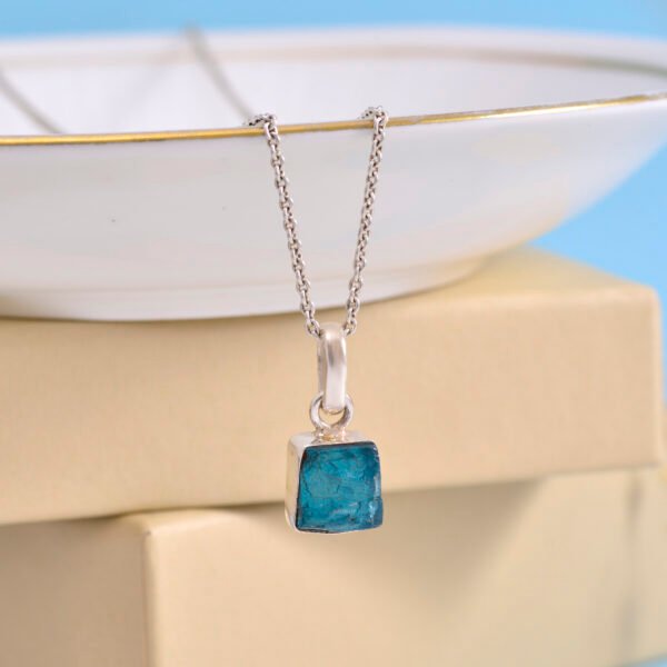 Apatite Raw Stone 925 Pure Silver Pendant - Image 4