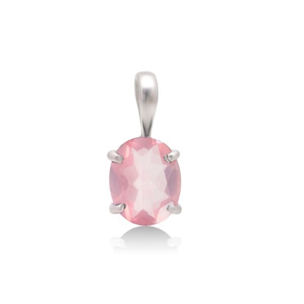 Natural Rose Quartz Stone 925 Pure Silver Pendant - Image 2
