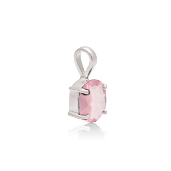 Natural Rose Quartz Stone 925 Pure Silver Pendant - Image 3