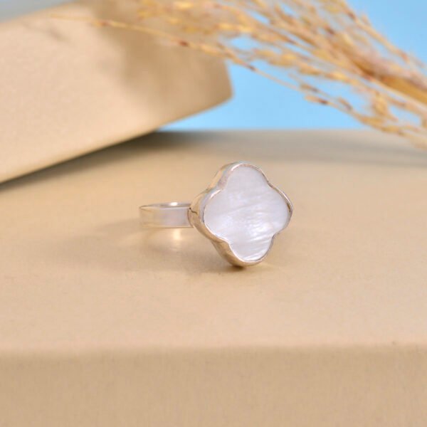 Mother of Pearl Shell 925 Pure Silver Adjustable Ring