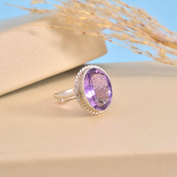 Amethyst Stone 925 Pure Silver Ring - Image 2