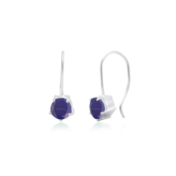 Lapis Lazuli Stone 925 Pure Silver Dangle Earrings - Image 2