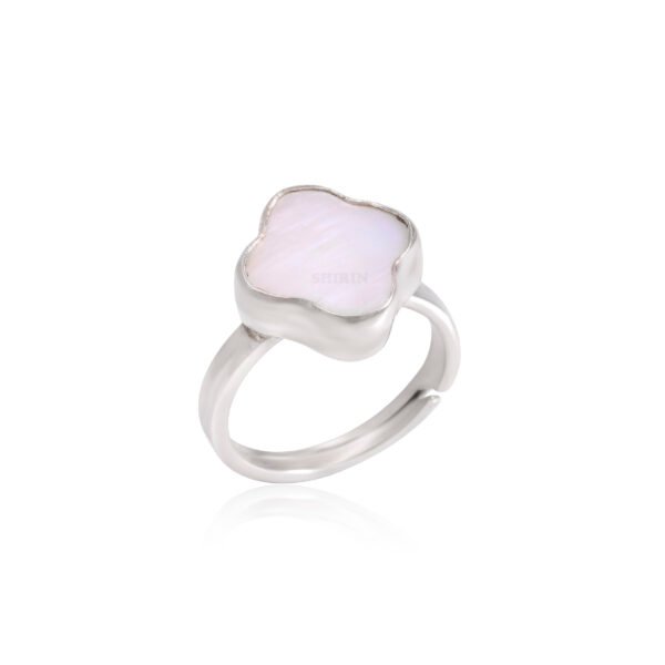 Mother of Pearl Shell 925 Pure Silver Adjustable Ring - Image 3