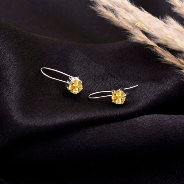 Citrine Stone 925 Pure Silver Dangle Earrings