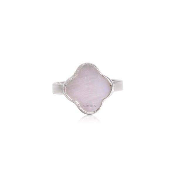 Mother of Pearl Shell 925 Pure Silver Adjustable Ring - Image 4