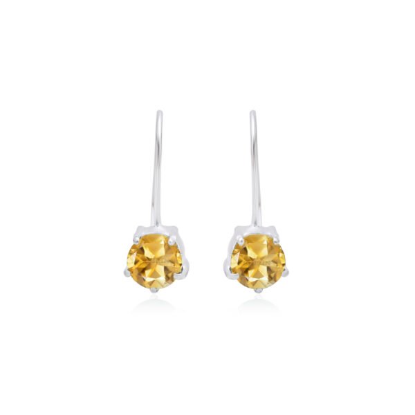 Citrine Stone 925 Pure Silver Dangle Earrings - Image 3