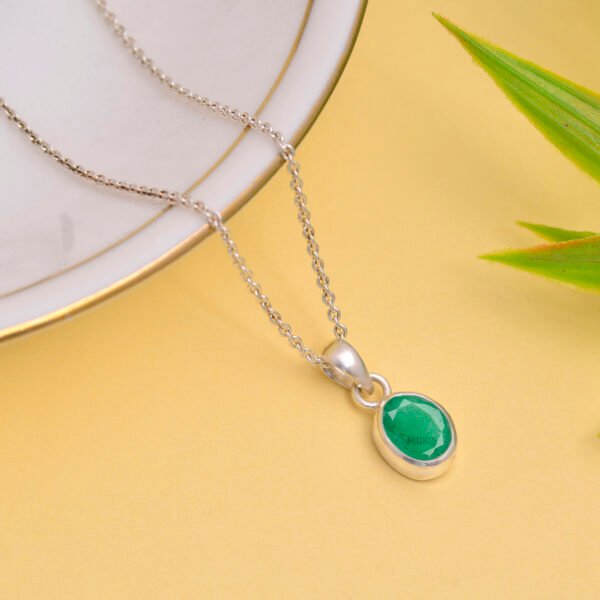Natural Green Aventurine Stone 925 Pure Silver Pendant