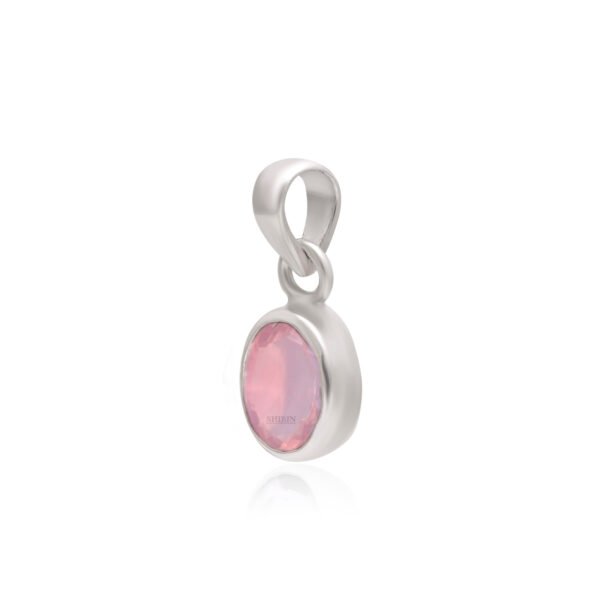 Natural Rose Quartz Stone 925 Pure Silver Pendant - Image 3