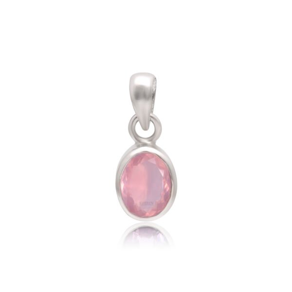 Natural Rose Quartz Stone 925 Pure Silver Pendant - Image 4