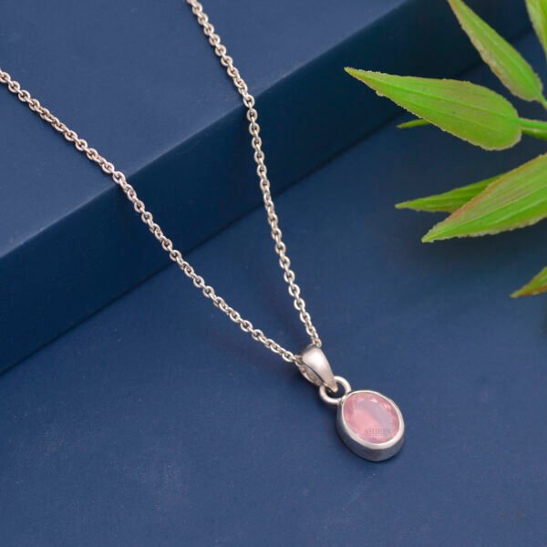 Natural Rose Quartz Stone 925 Pure Silver Pendant - Image 5