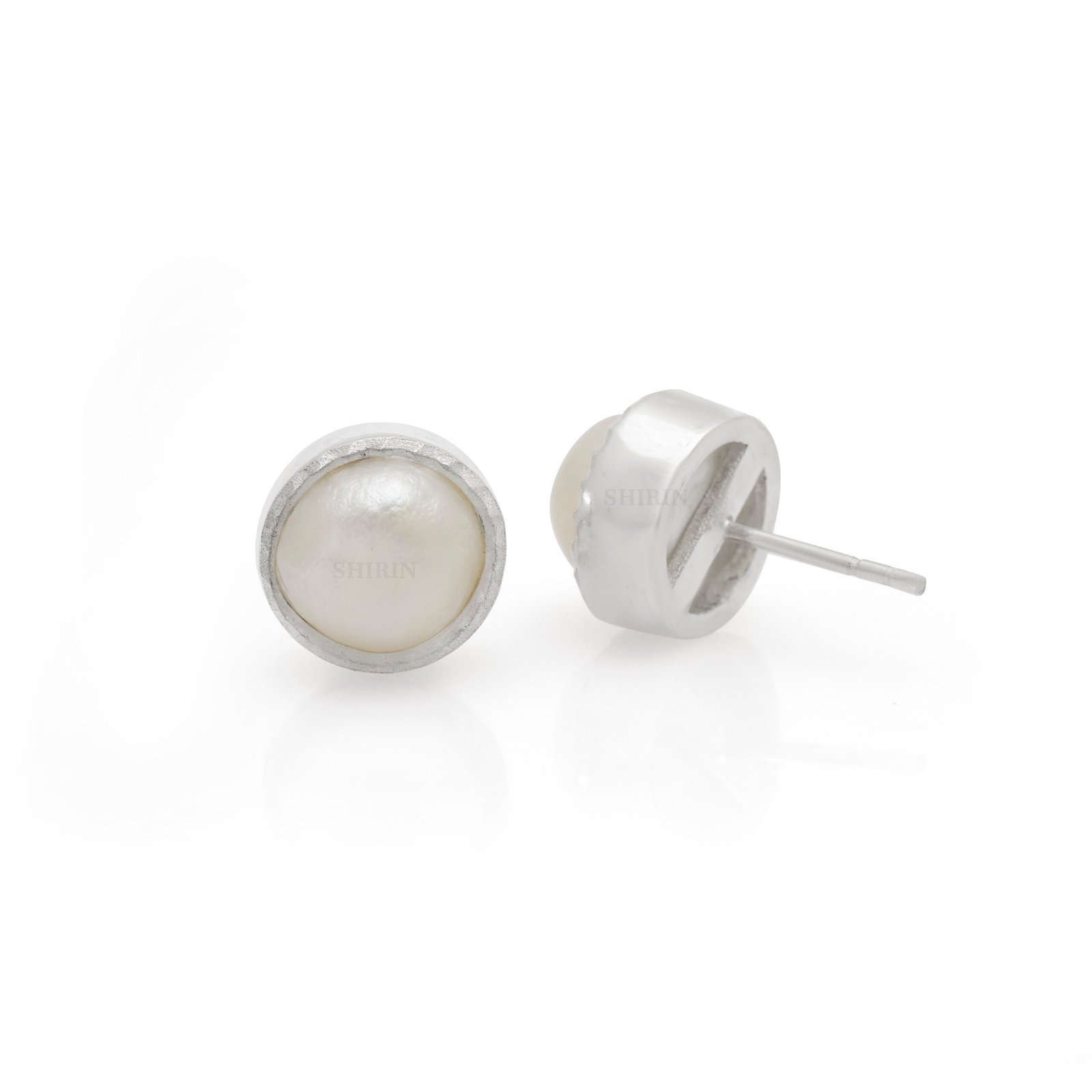 Pearl Pure Silver Stud Earrings — Classic Elegance in Every Detail - Image 2