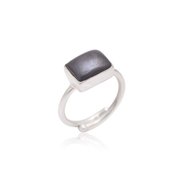 925 Silver Hematite Stone Adjustable Ring - Image 3