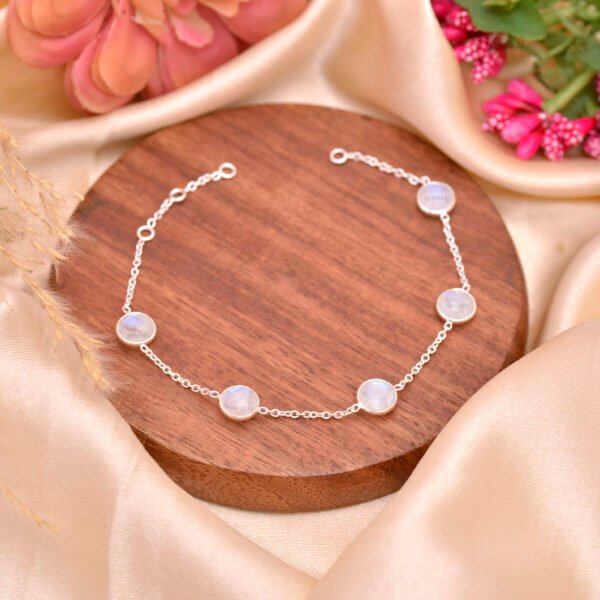 Natural Moonstone 925 Silver Bracelet