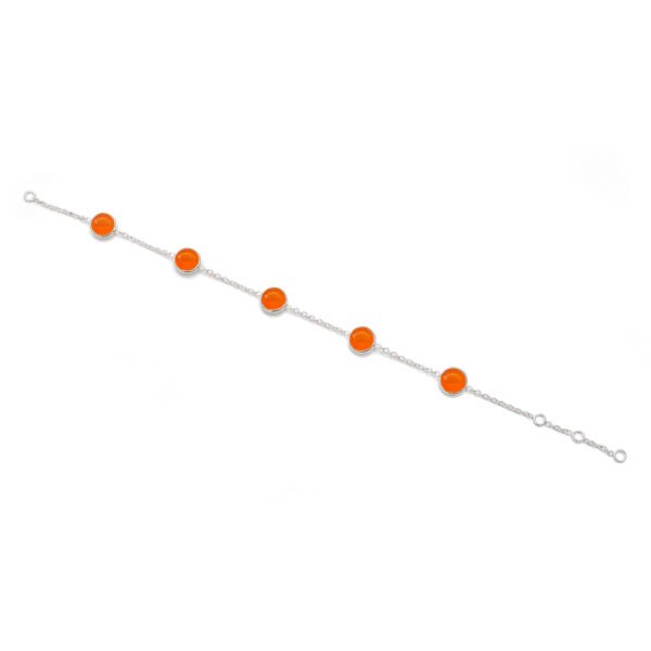 Natural Carnelian Stone 925 Silver Bracelet - Image 2