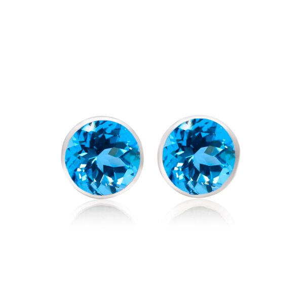 925 Pure Silver Natural Topza Stone Studs - Image 3