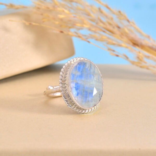 Natural Moonstone 925 Pure Silver Ring - Image 2
