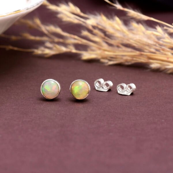 Opal 925 Pure Silver Stud Earrings - Image 2