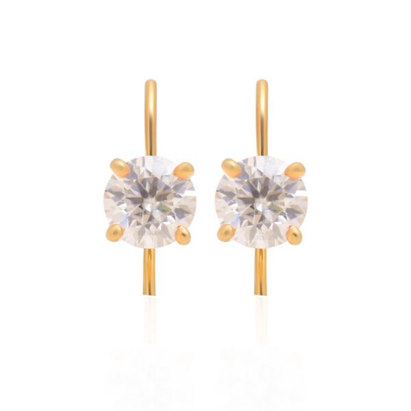 Moissanite 925 Pure Silver Dangle Earrings Gold Plated - Image 2
