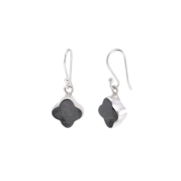 Hematite Clover Leaf 925 Sterling Silver Dangle Earrings - Image 2