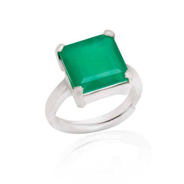Green Onyx Stone 925 Pure Silver Adjustable Ring - Image 2