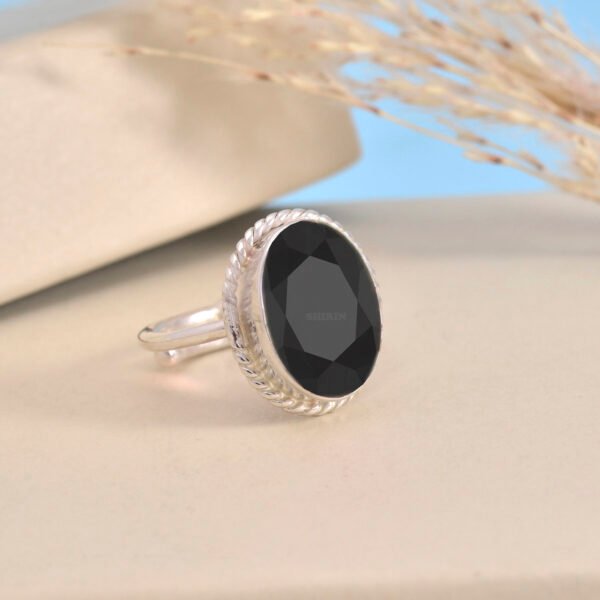 Black Onyx 925 Pure Silver Adjustable Ring - Image 2