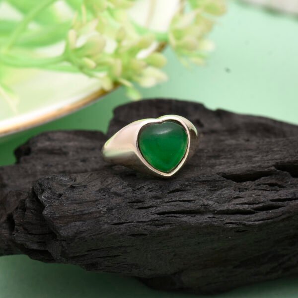 Green Aventurine Heart Shape Ring – 925 Sterling Silver - Image 2