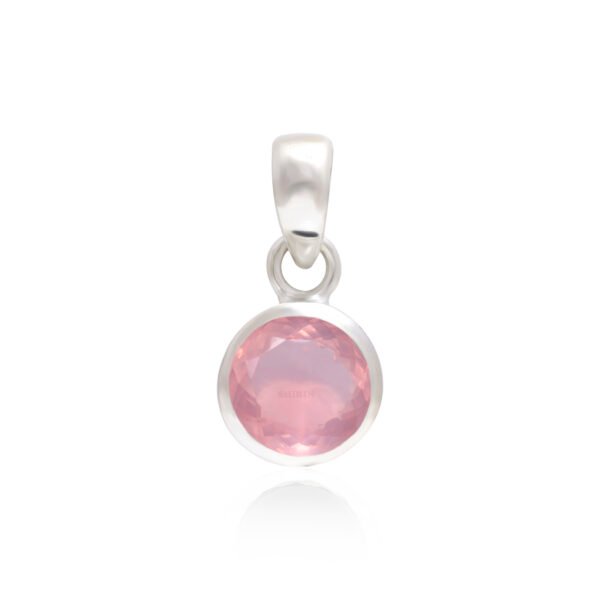 Rose Quartz Round Pendant – 925 Pure Silver (Kids Collection) - Image 2