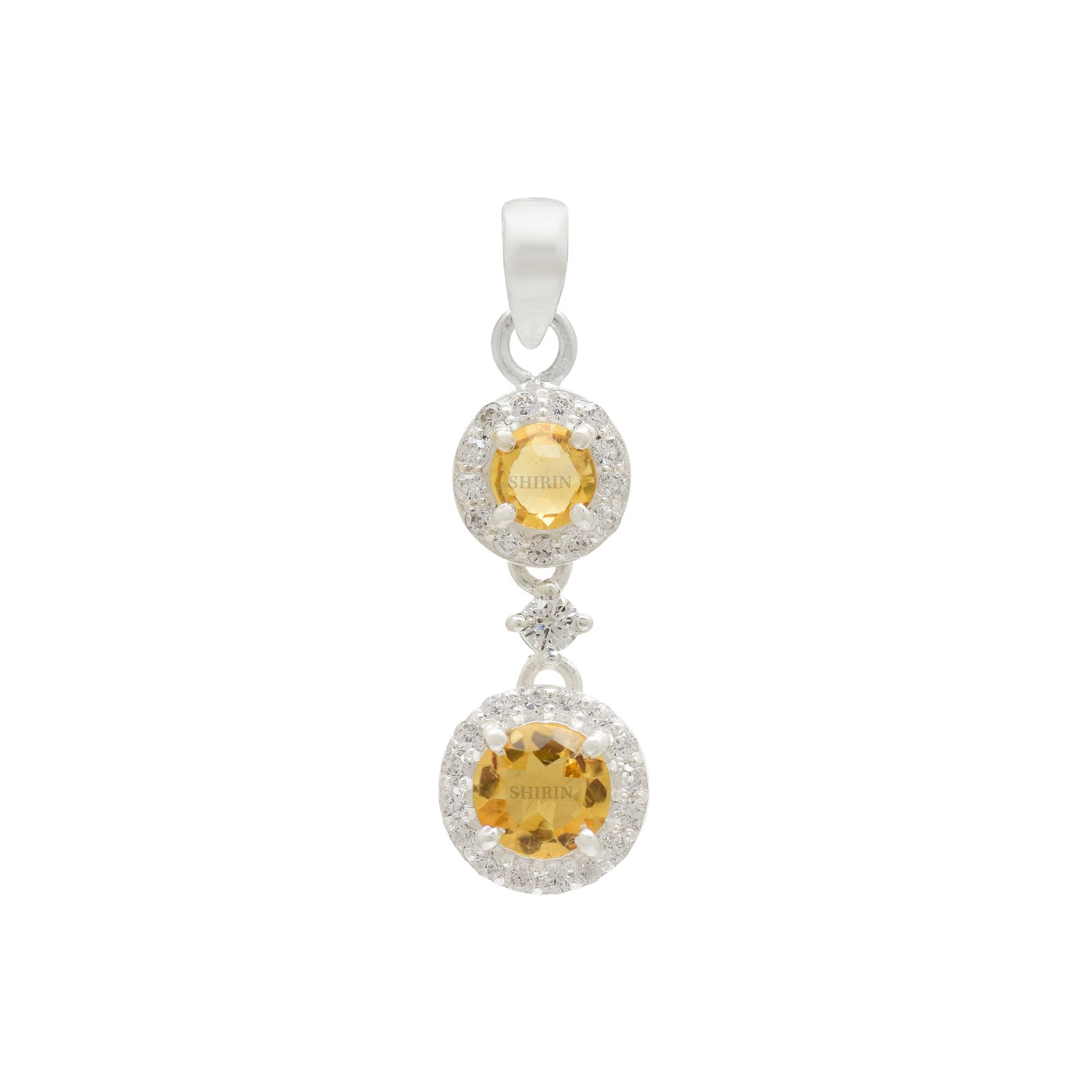 Citrine Moissanite Dangle Earrings & Pendant Set – 925 Pure Silver - Image 3