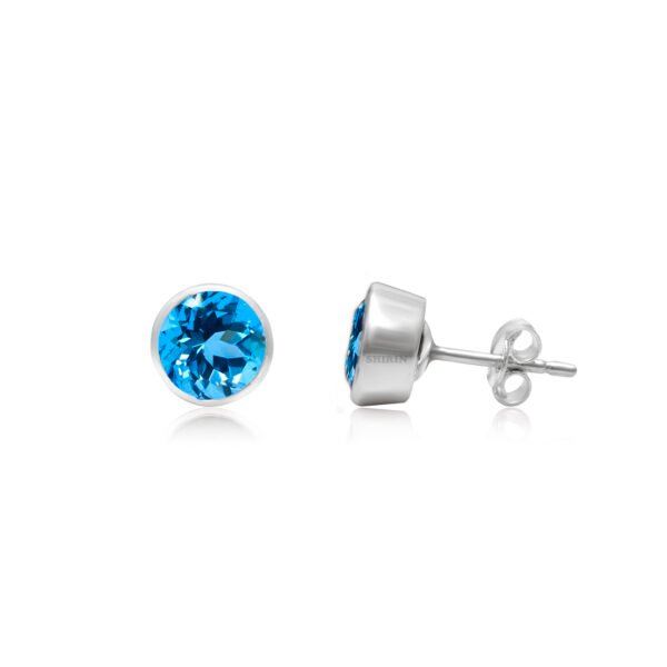 925 Pure Silver Natural Topza Stone Studs - Image 4