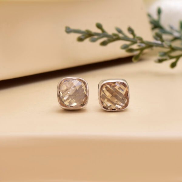 Citrine Clover Leaf 925 Pure Silver Stud Earrings