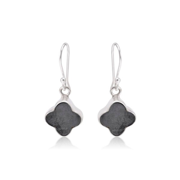Hematite Clover Leaf 925 Sterling Silver Dangle Earrings - Image 6
