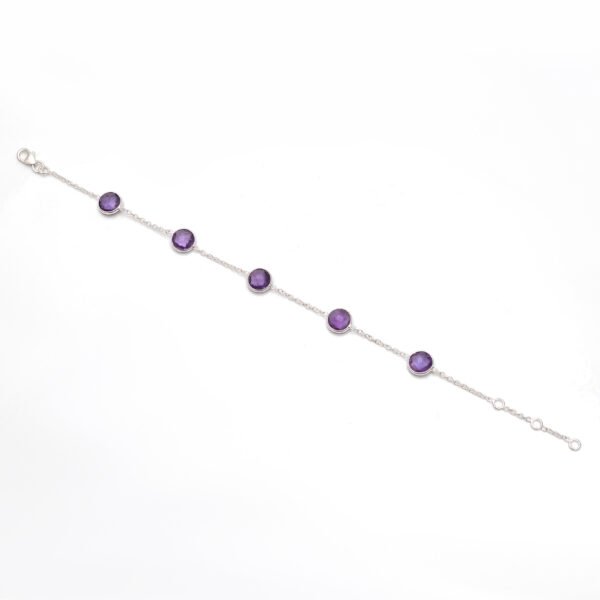 Natural Purple Amethyst Stone 925 Silver Bracelet - Image 3