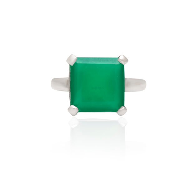 Green Onyx Stone 925 Pure Silver Adjustable Ring - Image 3