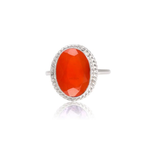 Red Onyx Stone 925 Pure Silver Adjustable Ring - Image 2