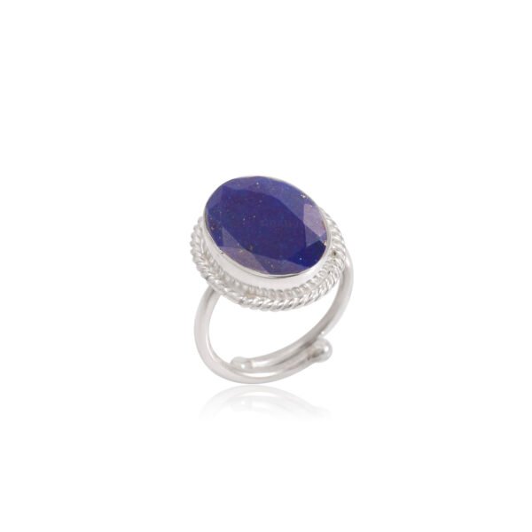 Lapis Lazuli Stone 925 Pure Silver Adjustable Ring - Image 3