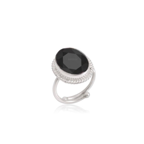 Black Onyx 925 Pure Silver Adjustable Ring - Image 3