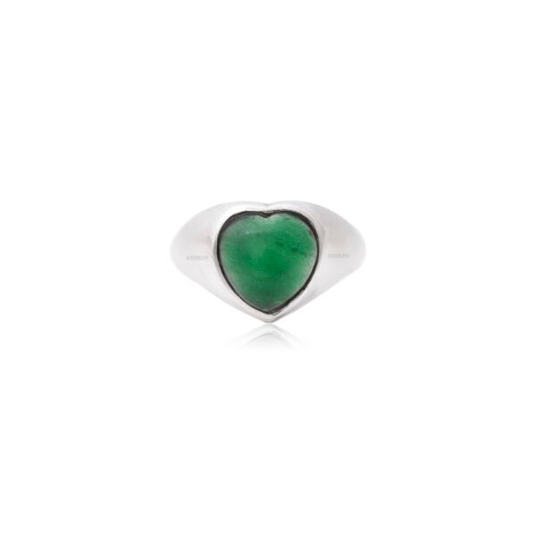 Green Aventurine Heart Shape Ring – 925 Sterling Silver - Image 3