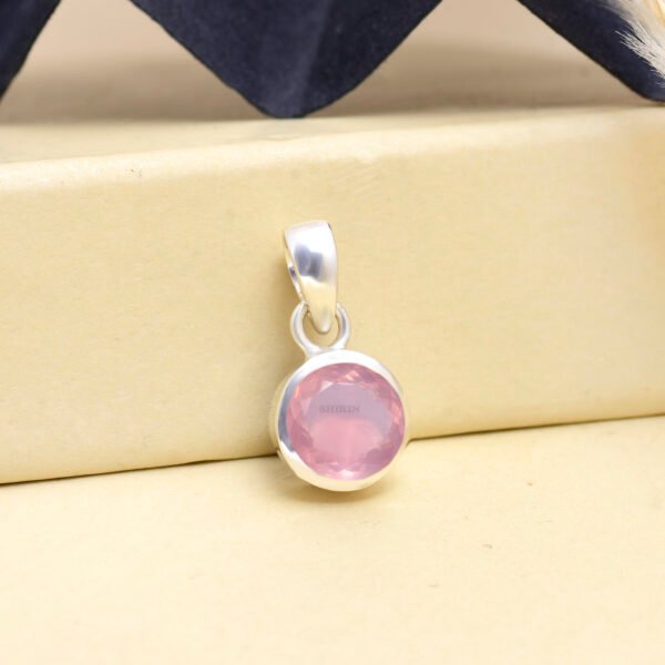 Rose Quartz Round Pendant – 925 Pure Silver (Kids Collection) - Image 3