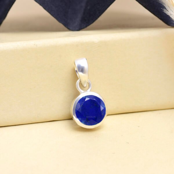 Lapis Lazuli Round Stone Pendant in 925 Pure Silver – Kids Edition - Image 3