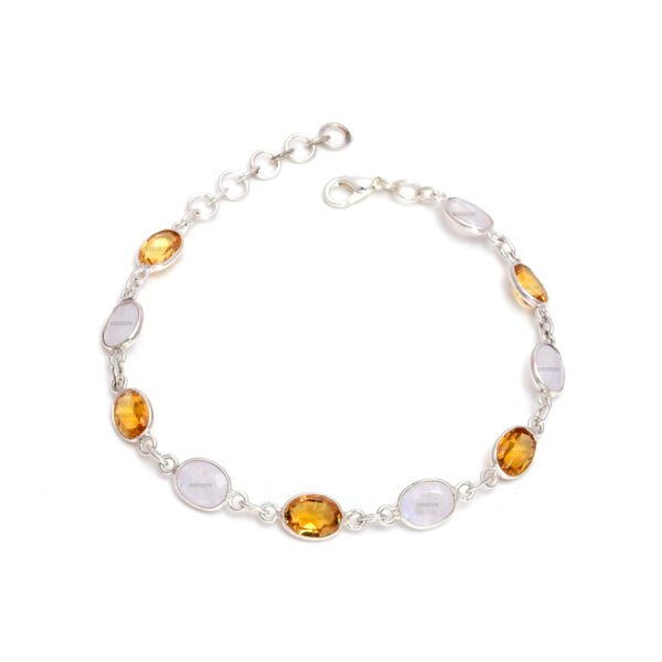 Citrine Moonstone 925 Pure Silver Gemstone Bracelet - Image 3