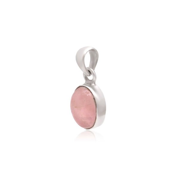 Natural Rose Quartz Stone 925 Pure Silver Pendant - Image 3