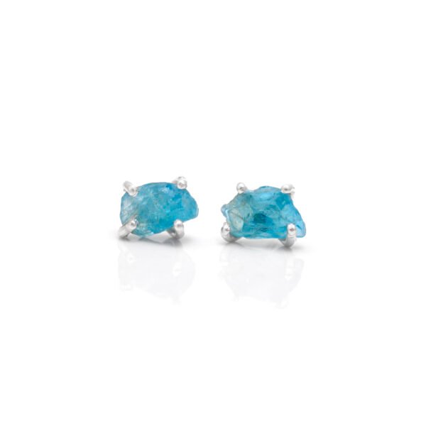 Raw Apatite Stone 925 Silver Studs Earrings - Image 3