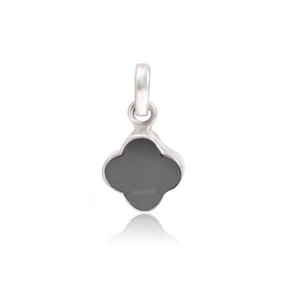 Hematite Stone Clover Leaf Lucky Charm 925 Silver Pendant - Image 3