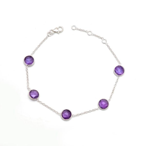Natural Purple Amethyst Stone 925 Silver Bracelet - Image 4