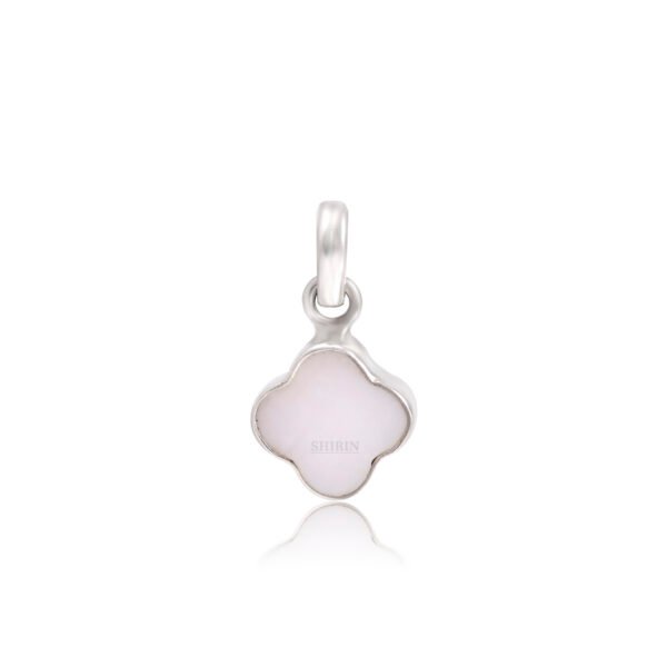Mother of Pearl Clover Leaf Pendant in 925 Pure Silver - Image 4