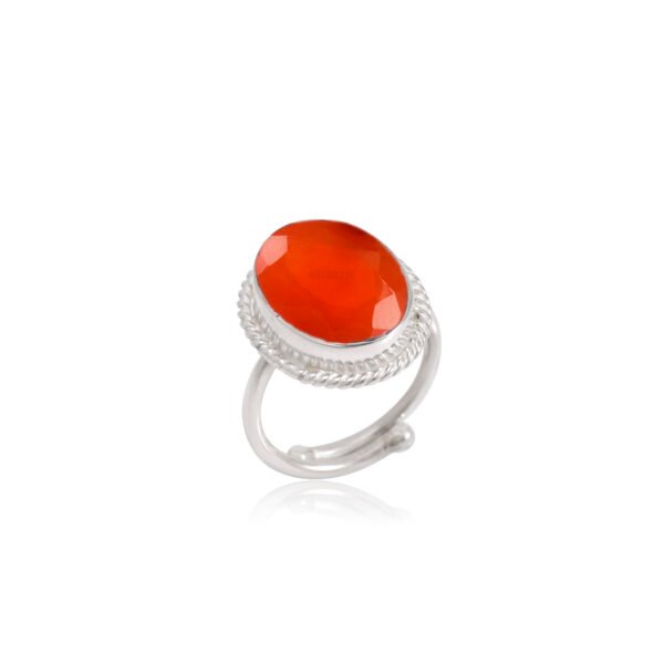 Red Onyx Stone 925 Pure Silver Adjustable Ring - Image 3